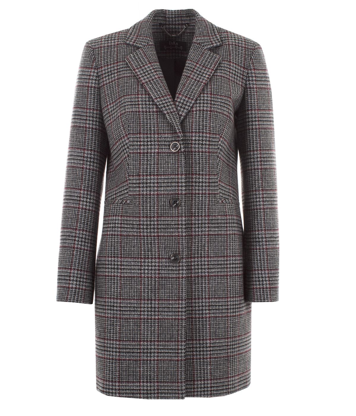 Fitted checked single-breasted coat with wool in the composition 0